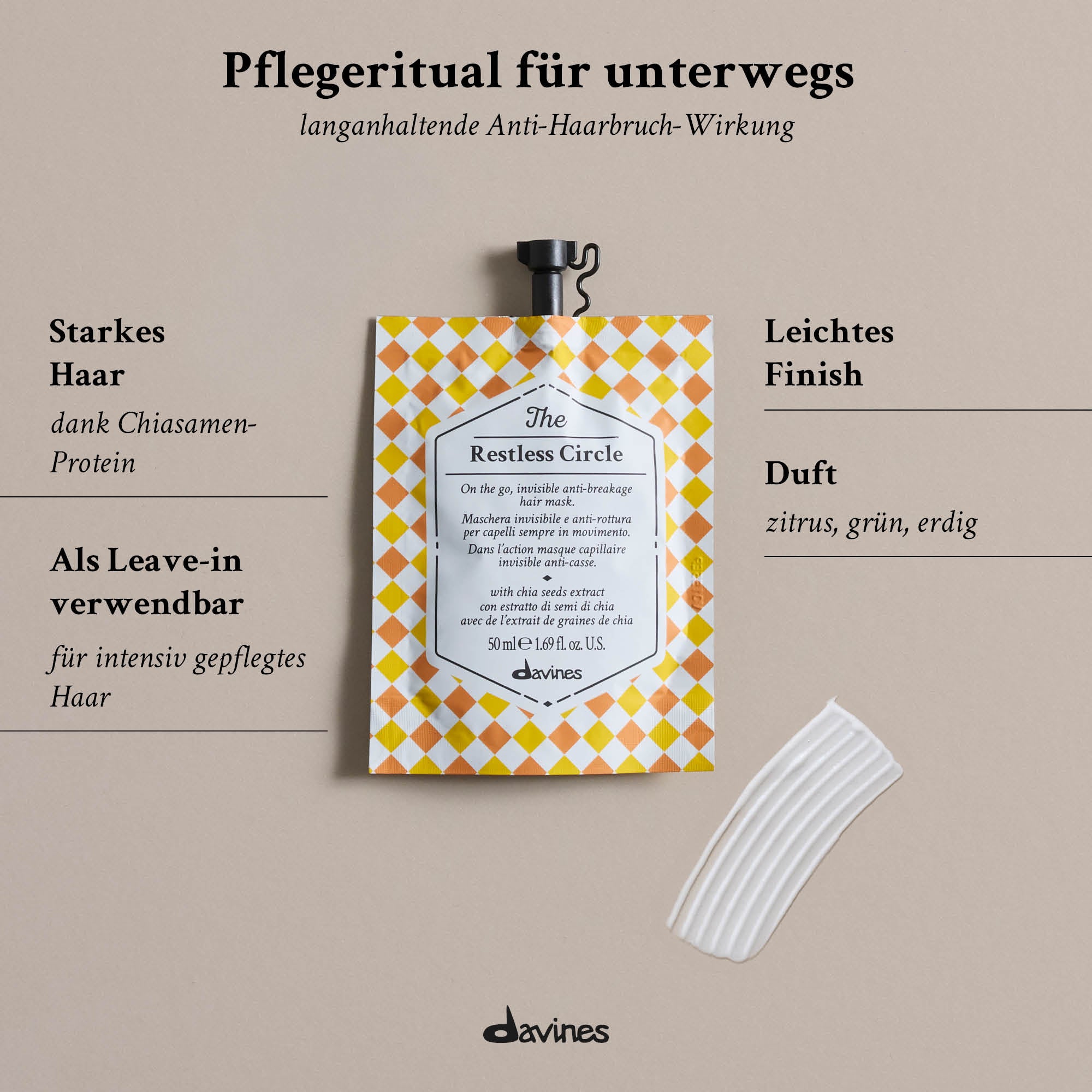 Davines Germany The Restless Circle - Unsichtbare und elastifizierende Haarmaske gegen Haarbruch für Leute, die viel unterwegs sind